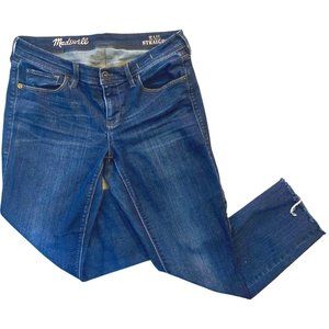 Madewell Low Rise Rail Straight Blue Jeans, Size 28, Frayed Hem